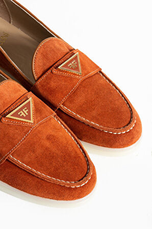 Kadın Hakiki Deri Babet Turuncu