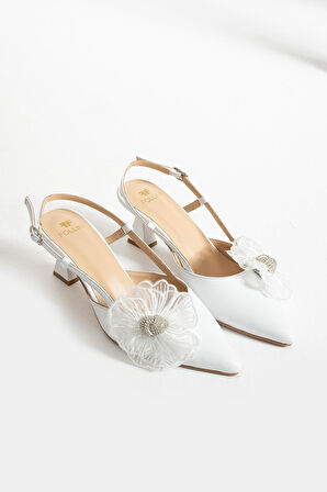 Kadın Hakiki Deri Abiye Ayakkabı Beyaz