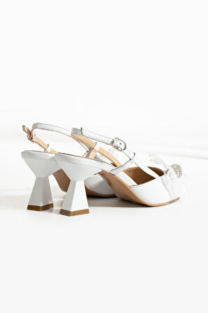 Kadın Hakiki Deri Abiye Ayakkabı Beyaz