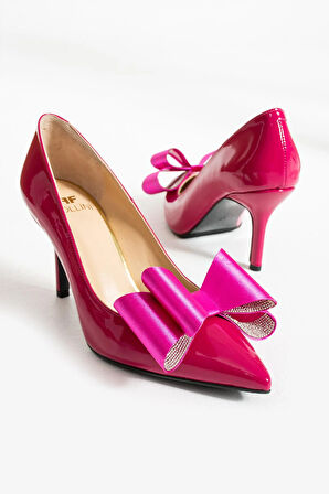 Kadın Hakiki Deri Abiye Ayakkabı Fuşya Rugan