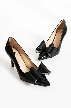 Kadın Hakiki Deri Abiye Ayakkabı Siyah Rugan