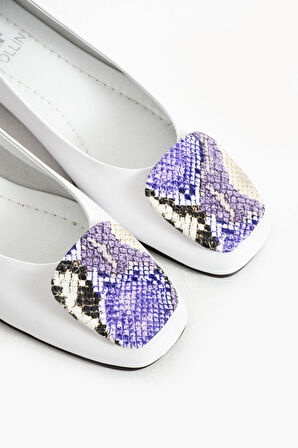 Kadın Hakiki Deri Babet Beyaz