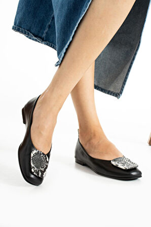 Kadın Hakiki Deri Babet Siyah