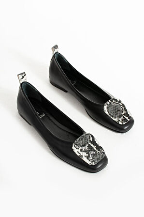 Kadın Hakiki Deri Babet Siyah