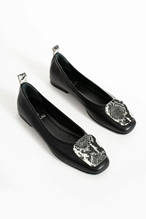 Kadın Hakiki Deri Babet Siyah