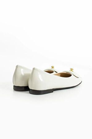 Kadın Hakiki Deri Babet Beyaz