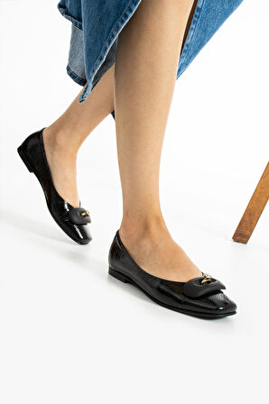 Kadın Hakiki Deri Babet Siyah