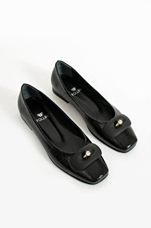 Kadın Hakiki Deri Babet Siyah