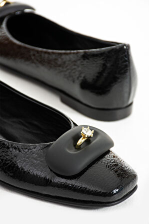 Kadın Hakiki Deri Babet Siyah