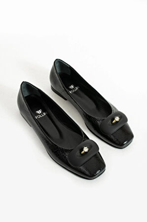 Kadın Hakiki Deri Babet Siyah