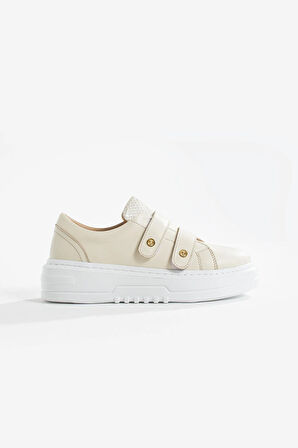 Kadın Hakiki Deri Sneaker Bej