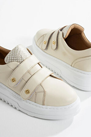Kadın Hakiki Deri Sneaker Bej
