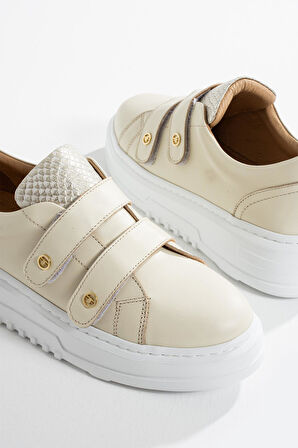Kadın Hakiki Deri Sneaker Bej