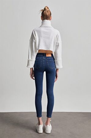 Kadın Koyu Mavi Süper Yüksek Bel Skinny Jean  