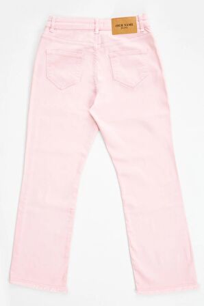 Pis Paça Düşük Bel Short Flare Pembe Kadın Jean