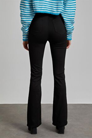 Kadın Siyah Skinny Flare Jean