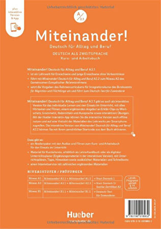 Miteinander! Deutsch für Alltag und Beruf A2.1: Deutsch als Zweitsprache / Kurs- und Arbeitsbuch plus interaktive Version