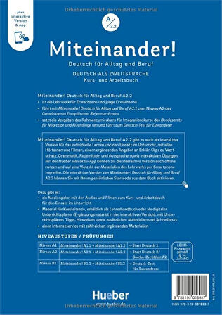 Miteinander! Deutsch für Alltag und Beruf A2.2: Deutsch als Zweitsprache / Kurs- und Arbeitsbuch plus interaktive Version