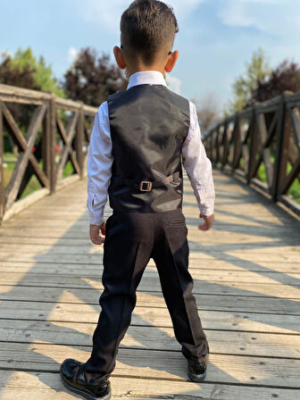 Siyah Beş Parça Erkek Çocuk Takım Elbise