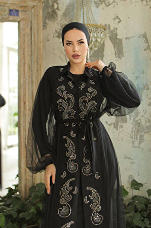 3339 Tül Feraceli Taş İşlemeli Takım