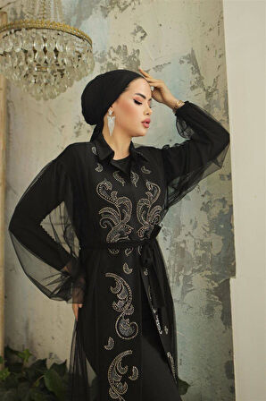 3339 Tül Feraceli Taş İşlemeli Takım