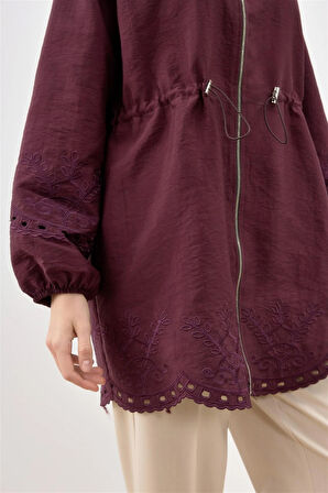 3020 Önü Fermuarlı Körük Bağıcıklı Nakış Detaylı Ceket