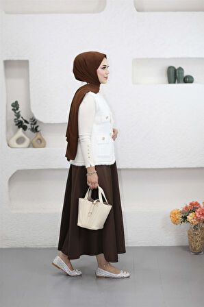 140363 Angora Sim Ve Püskül Detaylı Yelek