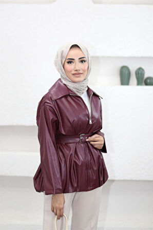 9341 Fermuarlı Kemerli Deri Kap