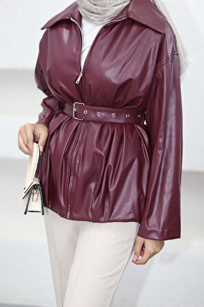 9341 Fermuarlı Kemerli Deri Kap