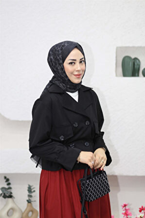 40108 Çift Cepli Bağıcık Detaylı Kısa Ceket