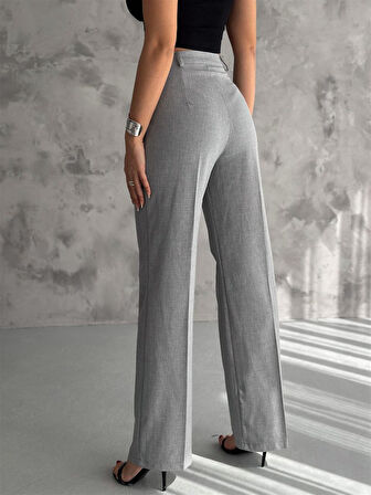 6046 Kemeri Dilli Çift Düğmeli Palazzo Kumaş Pantolon