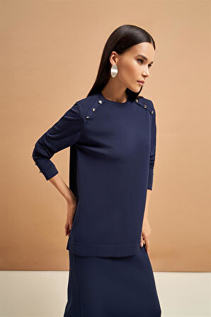 140273 Rayon Düğmeli Etekli Takım