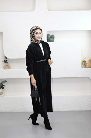 92476 Şal Yaka Düşük Omuz Sakal Kumaş Hırka