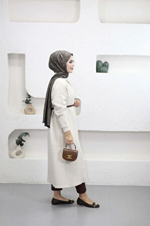 92476 Şal Yaka Düşük Omuz Sakal Kumaş Hırka