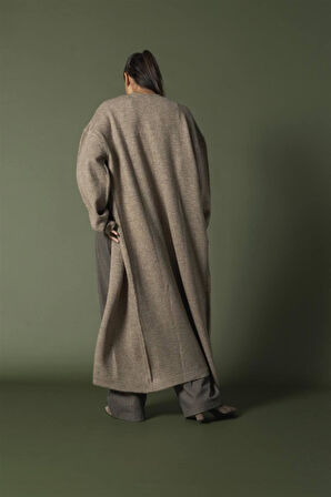 91828 Düşük Omuz Balon Kol Uzun Triko Hırka