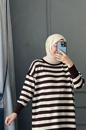 3389 Yeva Enine Çizgili Triko Tunik