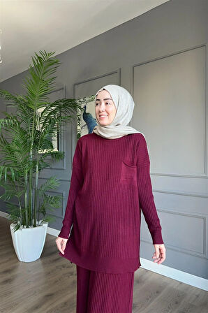 3402 Tek Cepli Fitilli Etekli Triko Takım