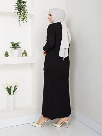 3402 Tek Cepli Fitilli Etekli Triko Takım