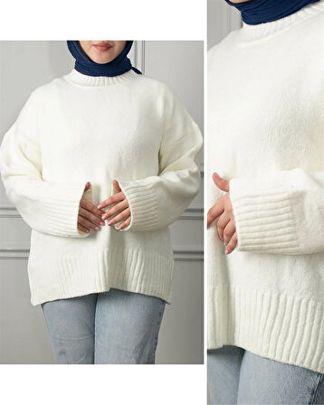 0004 Bisiklet Yaka Oversize Triko Kazak