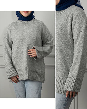 0004 Bisiklet Yaka Oversize Triko Kazak