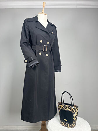 K3116 Önü Düğmeli Kuşaklı Kol Apoletli Trenckot