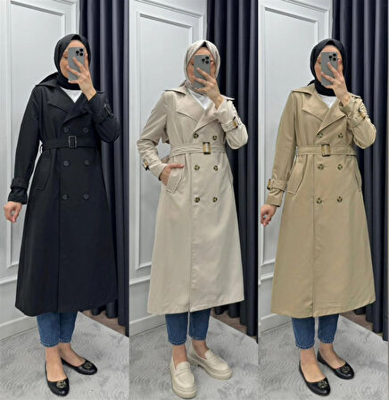 20103 Kuşak Detaylı Apoletli Fermuarlı Trenckot