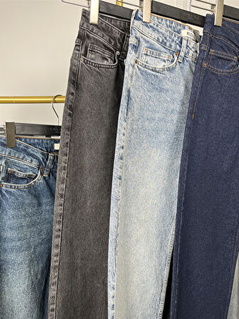 7033 Yüksek Bel Straight Denim Kot Pantolon