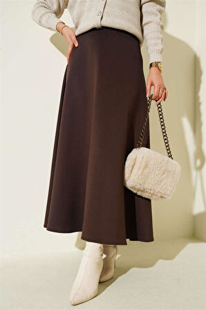 7056 Beli Lastikli Scuba Kumaş Etek