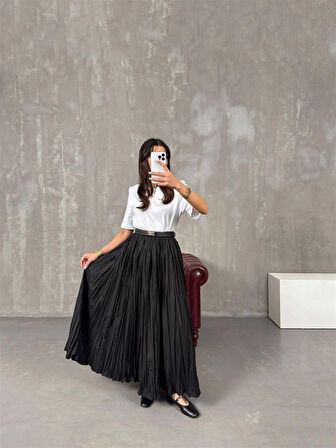 5004 Beli Lastikli Kırışık Detaylı Aerobin Etek