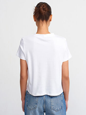 Bisiklet Yaka Pamuklu T-shirt