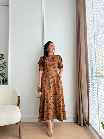 Moccah Yakası Bağlama Detaylı Elbise