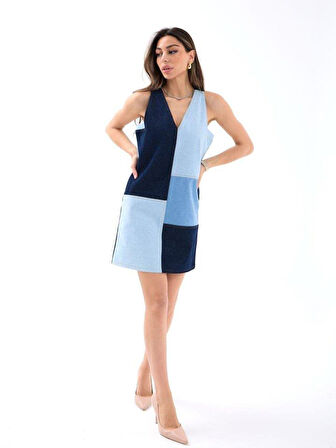 7385 KOT ELBİSE-MAVİ