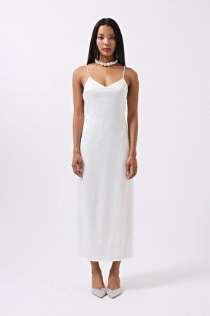 Saten İnce Asklı Elbise