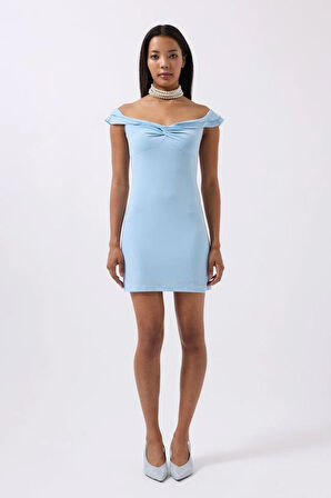 Büzgü Detay Omuz Askılı Mini Elbise